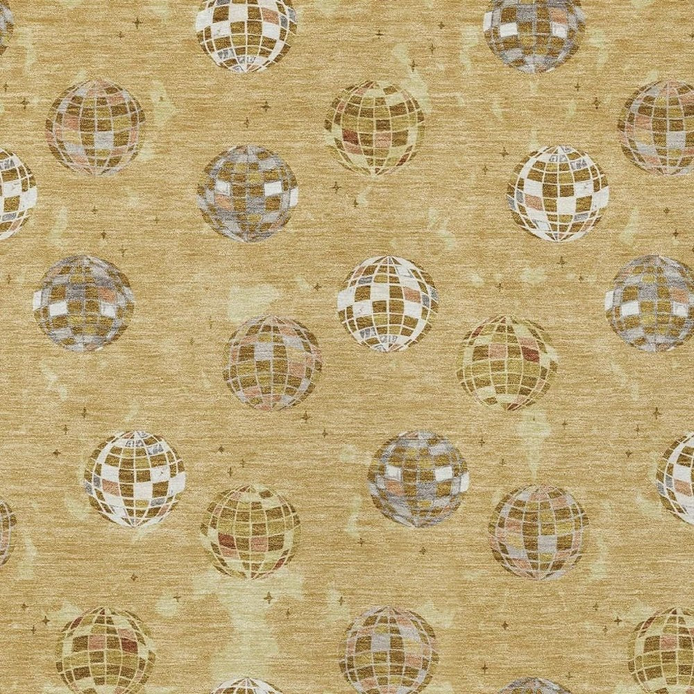 9' X 12' Gold And Blue Geometric Washable Indoor Outdoor Area Rug HomeRoots