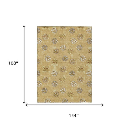 9' X 12' Gold And Blue Geometric Washable Indoor Outdoor Area Rug HomeRoots