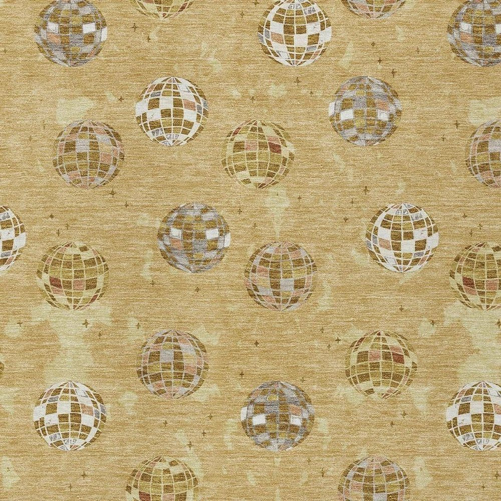 9' X 12' Gold And Blue Geometric Washable Indoor Outdoor Area Rug HomeRoots