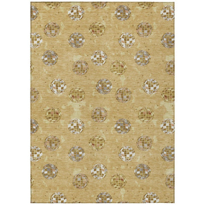 9' X 12' Gold And Blue Geometric Washable Indoor Outdoor Area Rug HomeRoots
