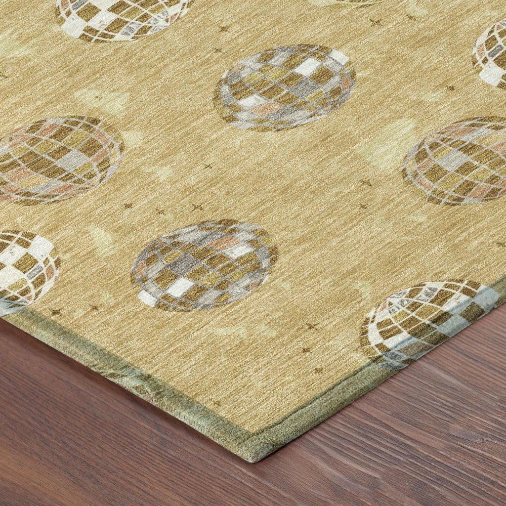 9' X 12' Gold And Blue Geometric Washable Indoor Outdoor Area Rug HomeRoots