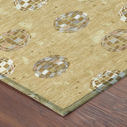 9' X 12' Gold And Blue Geometric Washable Indoor Outdoor Area Rug HomeRoots