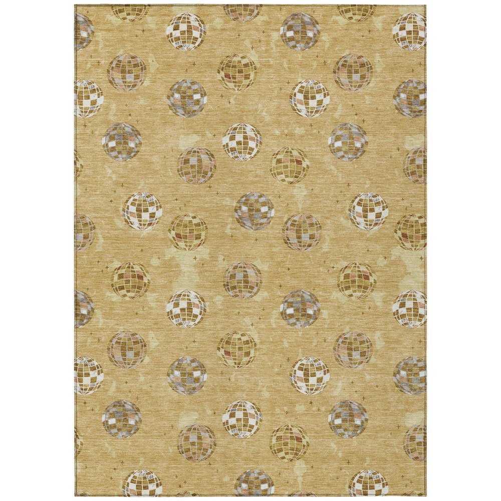 10' X 14' Gold And Blue Geometric Washable Indoor Outdoor Area Rug HomeRoots