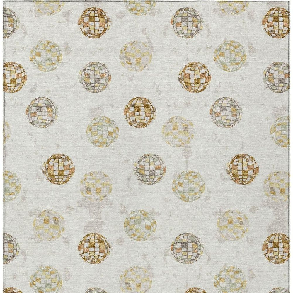 3' X 5' Ivory And Copper Geometric Washable Indoor Outdoor Area Rug HomeRoots
