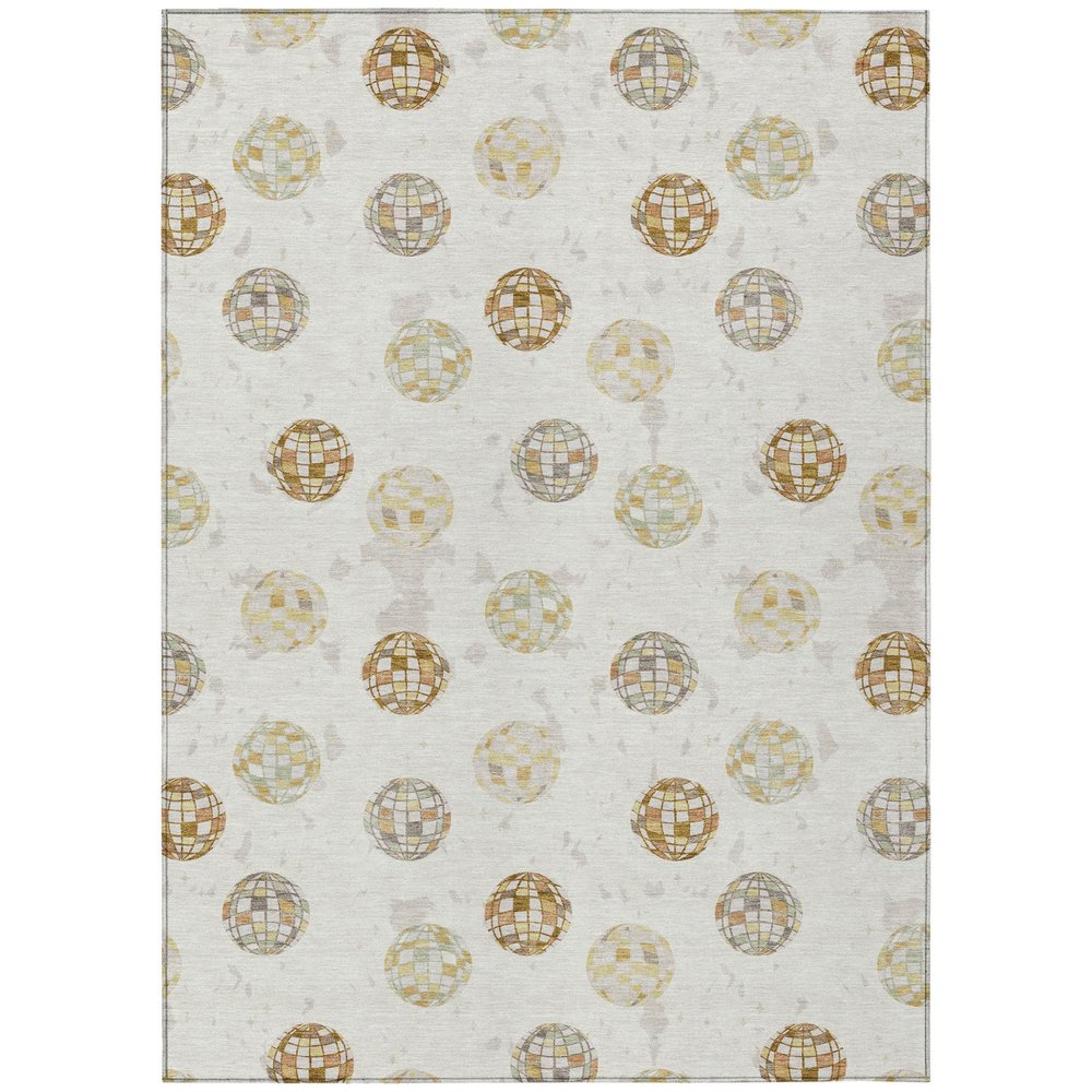 3' X 5' Ivory And Copper Geometric Washable Indoor Outdoor Area Rug HomeRoots