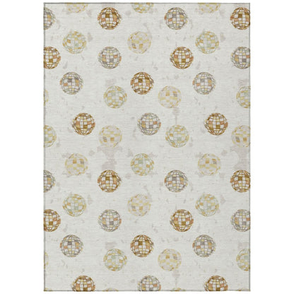 3' X 5' Ivory And Copper Geometric Washable Indoor Outdoor Area Rug HomeRoots