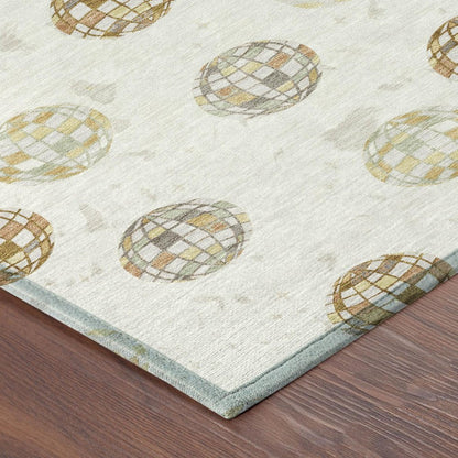 3' X 5' Ivory And Copper Geometric Washable Indoor Outdoor Area Rug HomeRoots