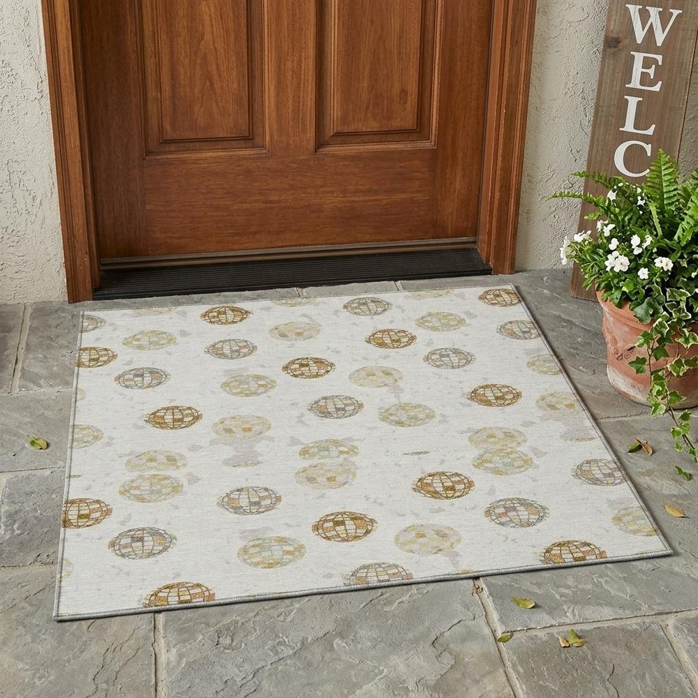 3' X 5' Ivory And Copper Geometric Washable Indoor Outdoor Area Rug HomeRoots