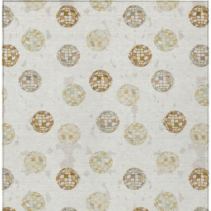 5' X 8' Ivory And Copper Geometric Washable Indoor Outdoor Area Rug HomeRoots