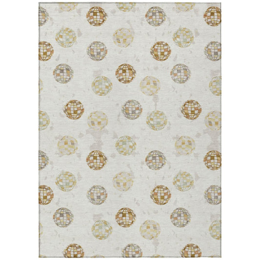 5' X 8' Ivory And Copper Geometric Washable Indoor Outdoor Area Rug HomeRoots