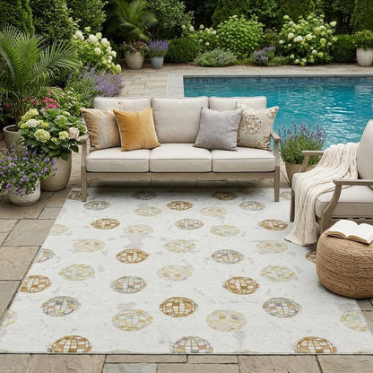 5' X 8' Ivory And Copper Geometric Washable Indoor Outdoor Area Rug HomeRoots