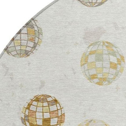 8' Ivory And Copper Round Geometric Washable Indoor Outdoor Area Rug HomeRoots