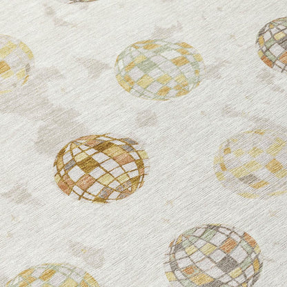 8' Ivory And Copper Round Geometric Washable Indoor Outdoor Area Rug HomeRoots