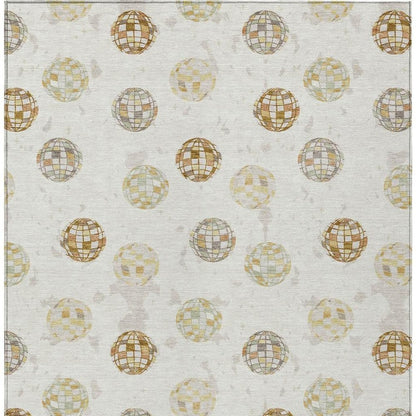 8' X 10' Ivory And Copper Geometric Washable Indoor Outdoor Area Rug HomeRoots
