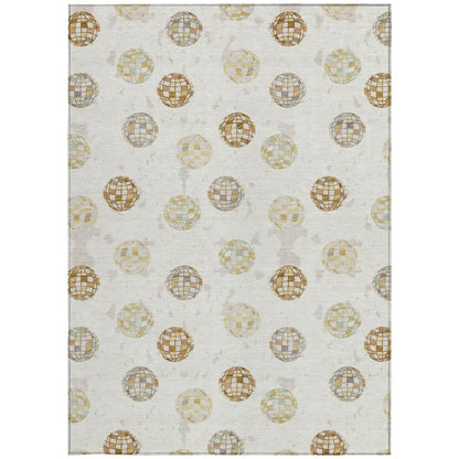 8' X 10' Ivory And Copper Geometric Washable Indoor Outdoor Area Rug HomeRoots