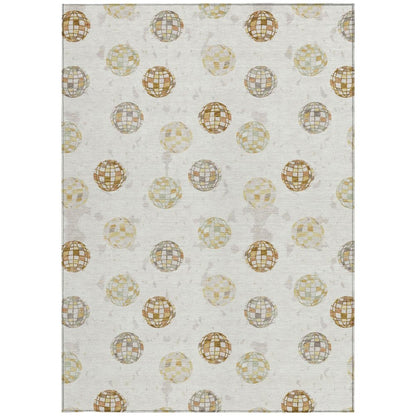 8' X 10' Ivory And Copper Geometric Washable Indoor Outdoor Area Rug HomeRoots