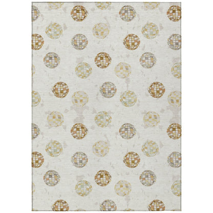 8' X 10' Ivory And Copper Geometric Washable Indoor Outdoor Area Rug HomeRoots