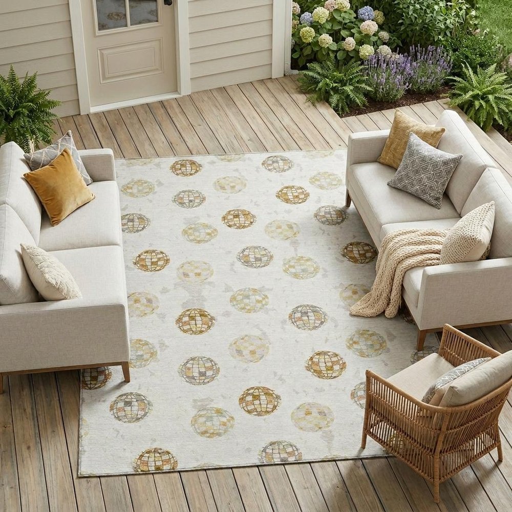 8' X 10' Ivory And Copper Geometric Washable Indoor Outdoor Area Rug HomeRoots