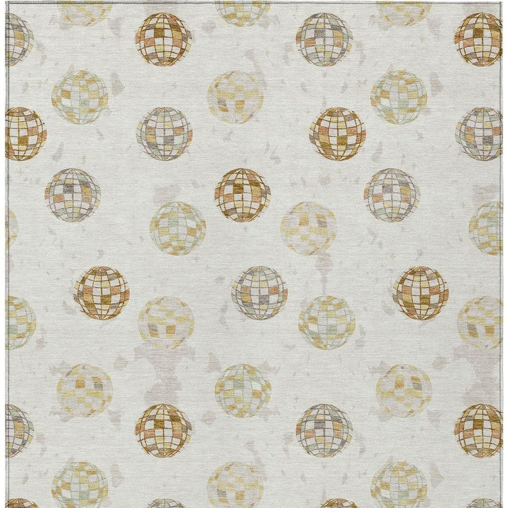9' X 12' Ivory And Copper Geometric Washable Indoor Outdoor Area Rug HomeRoots