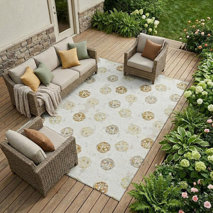9' X 12' Ivory And Copper Geometric Washable Indoor Outdoor Area Rug HomeRoots