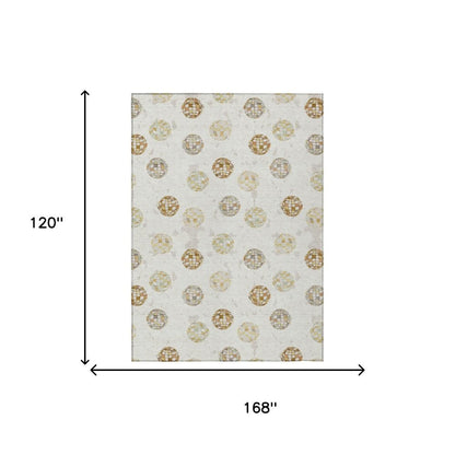10' X 14' Ivory And Copper Geometric Washable Indoor Outdoor Area Rug HomeRoots