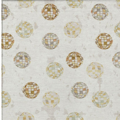 10' X 14' Ivory And Copper Geometric Washable Indoor Outdoor Area Rug HomeRoots
