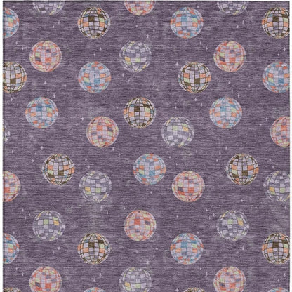 3' X 5' Plum And Purple Geometric Washable Indoor Outdoor Area Rug
