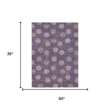 3' X 5' Plum And Purple Geometric Washable Indoor Outdoor Area Rug HomeRoots