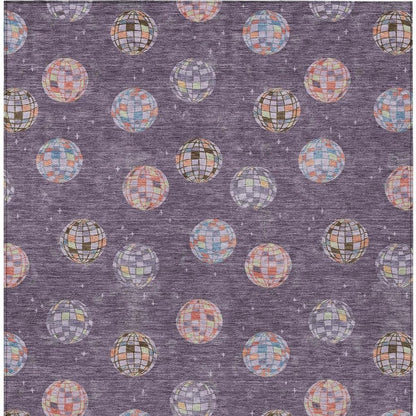 3' X 5' Plum And Purple Geometric Washable Indoor Outdoor Area Rug