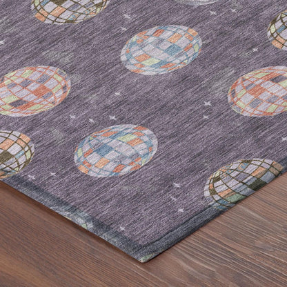 3' X 5' Plum And Purple Geometric Washable Indoor Outdoor Area Rug