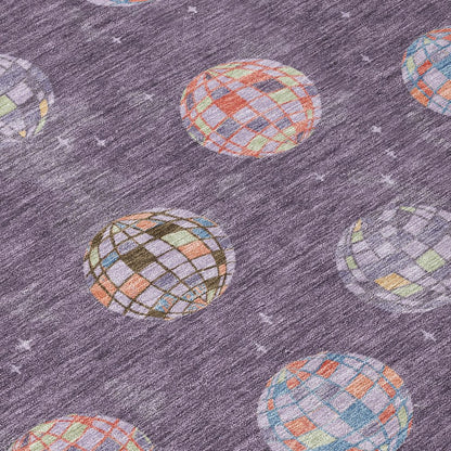 3' X 5' Plum And Purple Geometric Washable Indoor Outdoor Area Rug