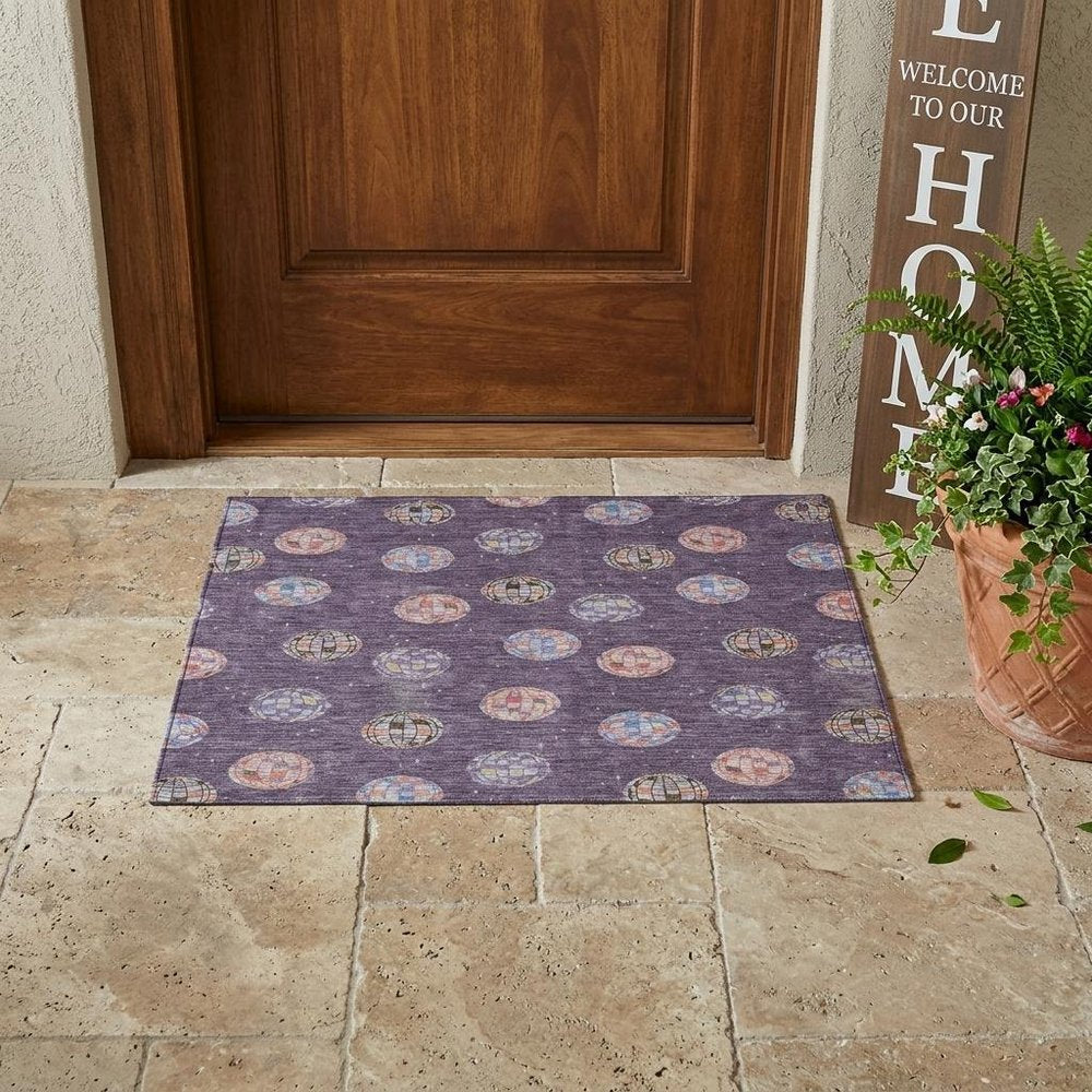 3' X 5' Plum And Purple Geometric Washable Indoor Outdoor Area Rug HomeRoots