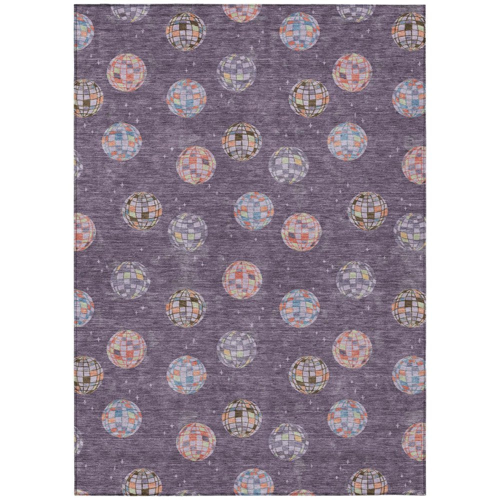 5' X 8' Plum And Purple Geometric Washable Indoor Outdoor Area Rug HomeRoots