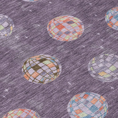 8' Plum And Purple Round Geometric Washable Indoor Outdoor Area Rug HomeRoots