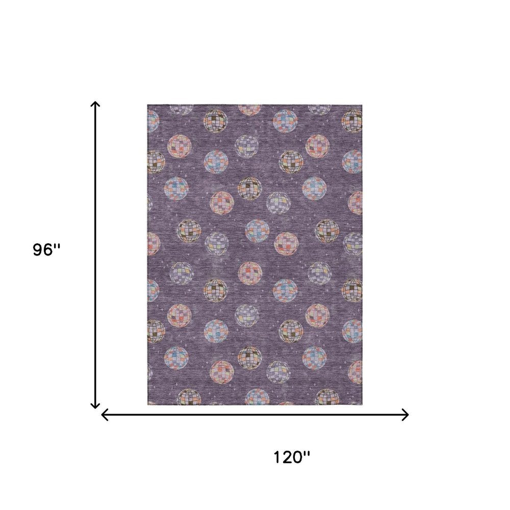 8' X 10' Plum And Purple Geometric Washable Indoor Outdoor Area Rug HomeRoots