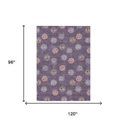 8' X 10' Plum And Purple Geometric Washable Indoor Outdoor Area Rug HomeRoots