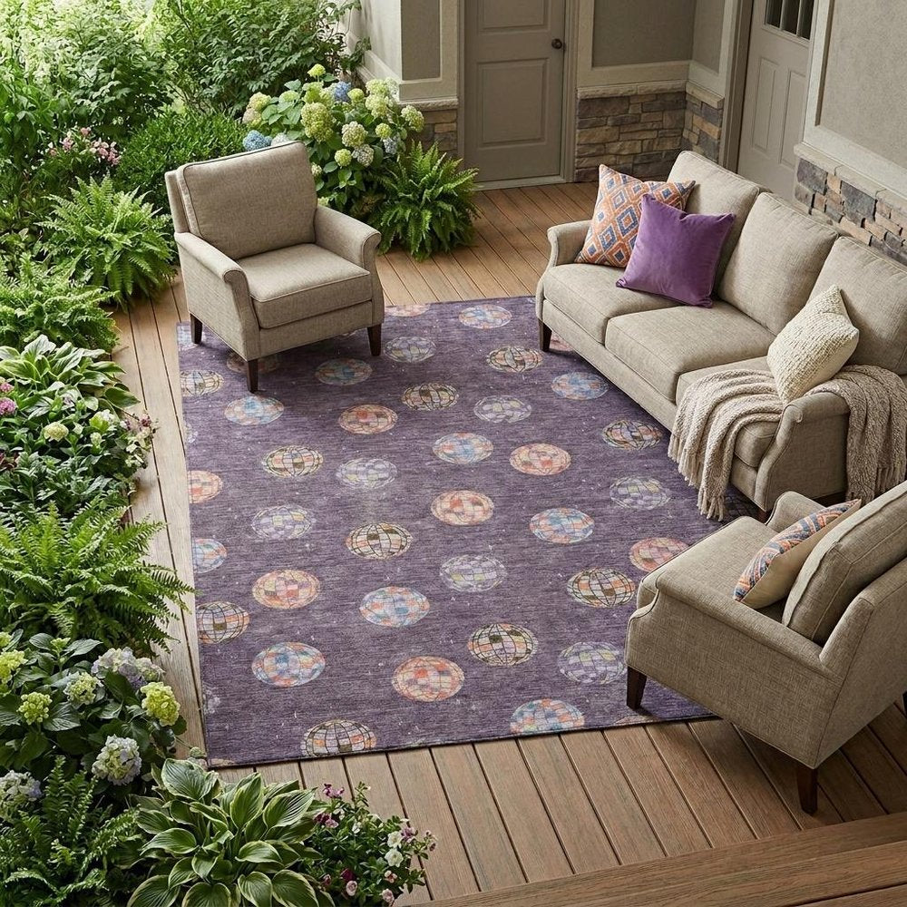 8' X 10' Plum And Purple Geometric Washable Indoor Outdoor Area Rug HomeRoots