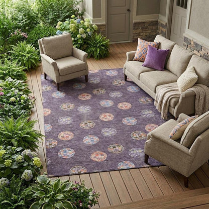 8' X 10' Plum And Purple Geometric Washable Indoor Outdoor Area Rug HomeRoots
