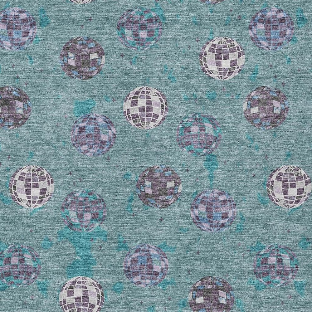 3' X 5' Teal Blue And Gray Geometric Washable Indoor Outdoor Area Rug HomeRoots