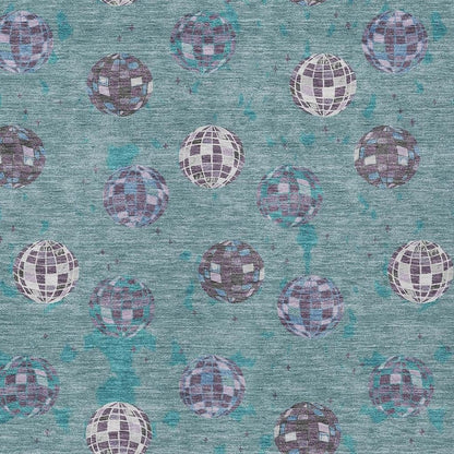 3' X 5' Teal Blue And Gray Geometric Washable Indoor Outdoor Area Rug HomeRoots