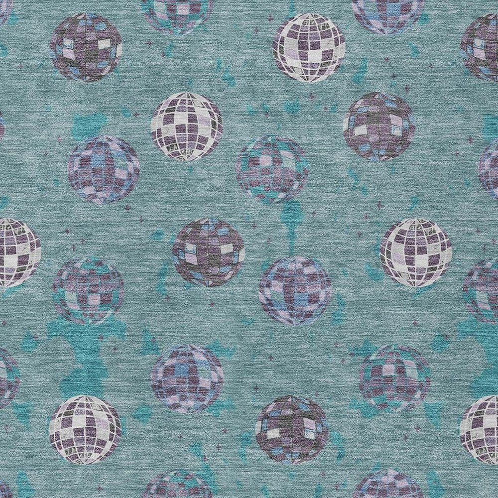 3' X 5' Teal Blue And Gray Geometric Washable Indoor Outdoor Area Rug HomeRoots