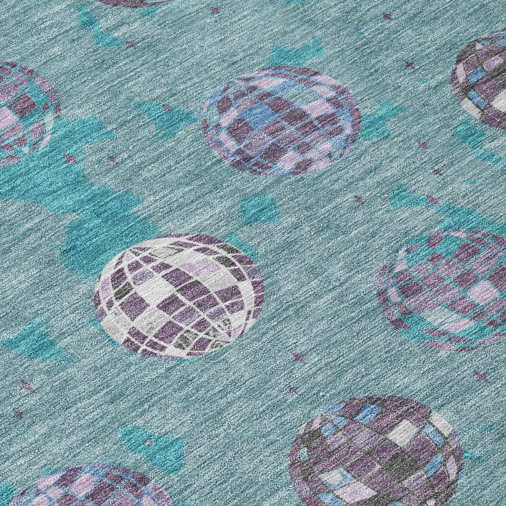 3' X 5' Teal Blue And Gray Geometric Washable Indoor Outdoor Area Rug HomeRoots