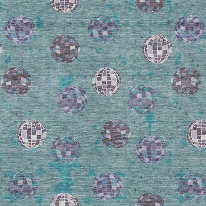 5' X 8' Teal Blue And Gray Geometric Washable Indoor Outdoor Area Rug HomeRoots