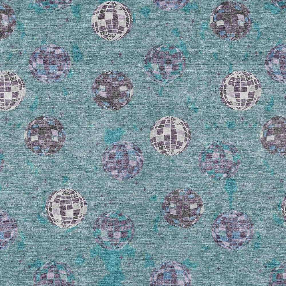 5' X 8' Teal Blue And Gray Geometric Washable Indoor Outdoor Area Rug HomeRoots