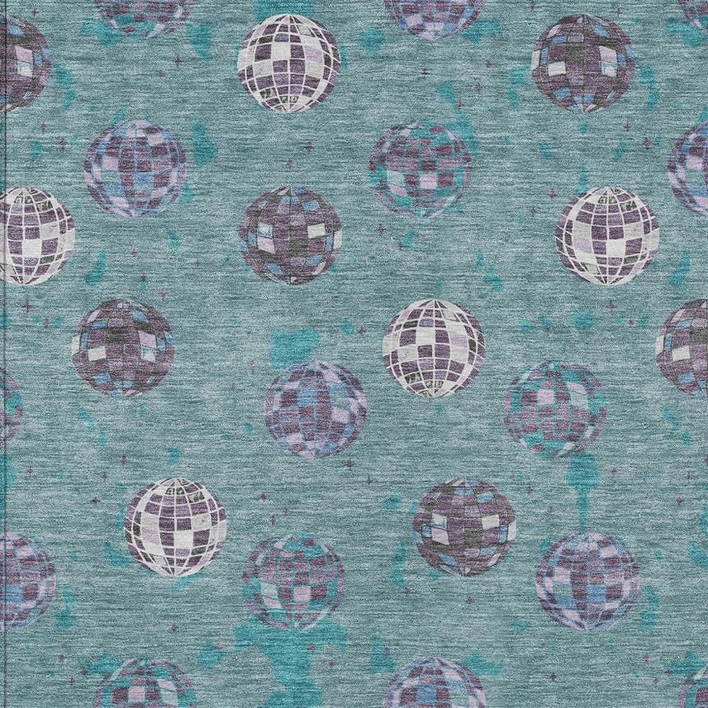 9' X 12' Teal Blue And Gray Geometric Washable Indoor Outdoor Area Rug HomeRoots
