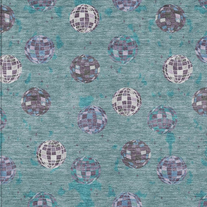 9' X 12' Teal Blue And Gray Geometric Washable Indoor Outdoor Area Rug HomeRoots