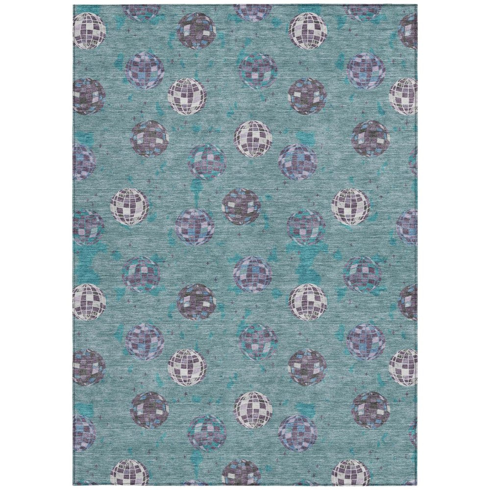 9' X 12' Teal Blue And Gray Geometric Washable Indoor Outdoor Area Rug HomeRoots