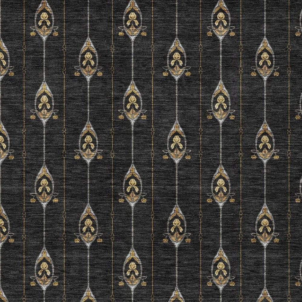 3' X 5' Black And Denim Blue Geometric Washable Indoor Outdoor Area Rug HomeRoots