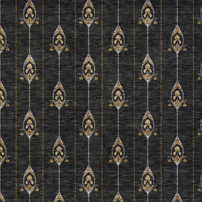 3' X 5' Black And Denim Blue Geometric Washable Indoor Outdoor Area Rug HomeRoots