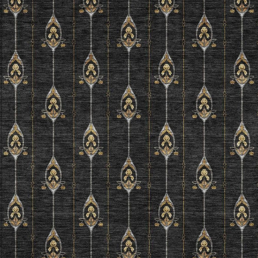 3' X 5' Black And Denim Blue Geometric Washable Indoor Outdoor Area Rug HomeRoots